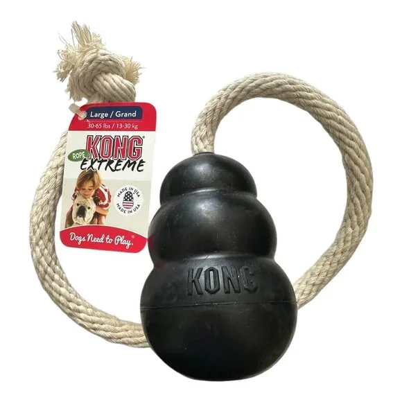 KONG Extreme on Rope Fetch Tug Durable Dog Toy Heavy Chewer Power Chewers NEW - Picture 11 of 11